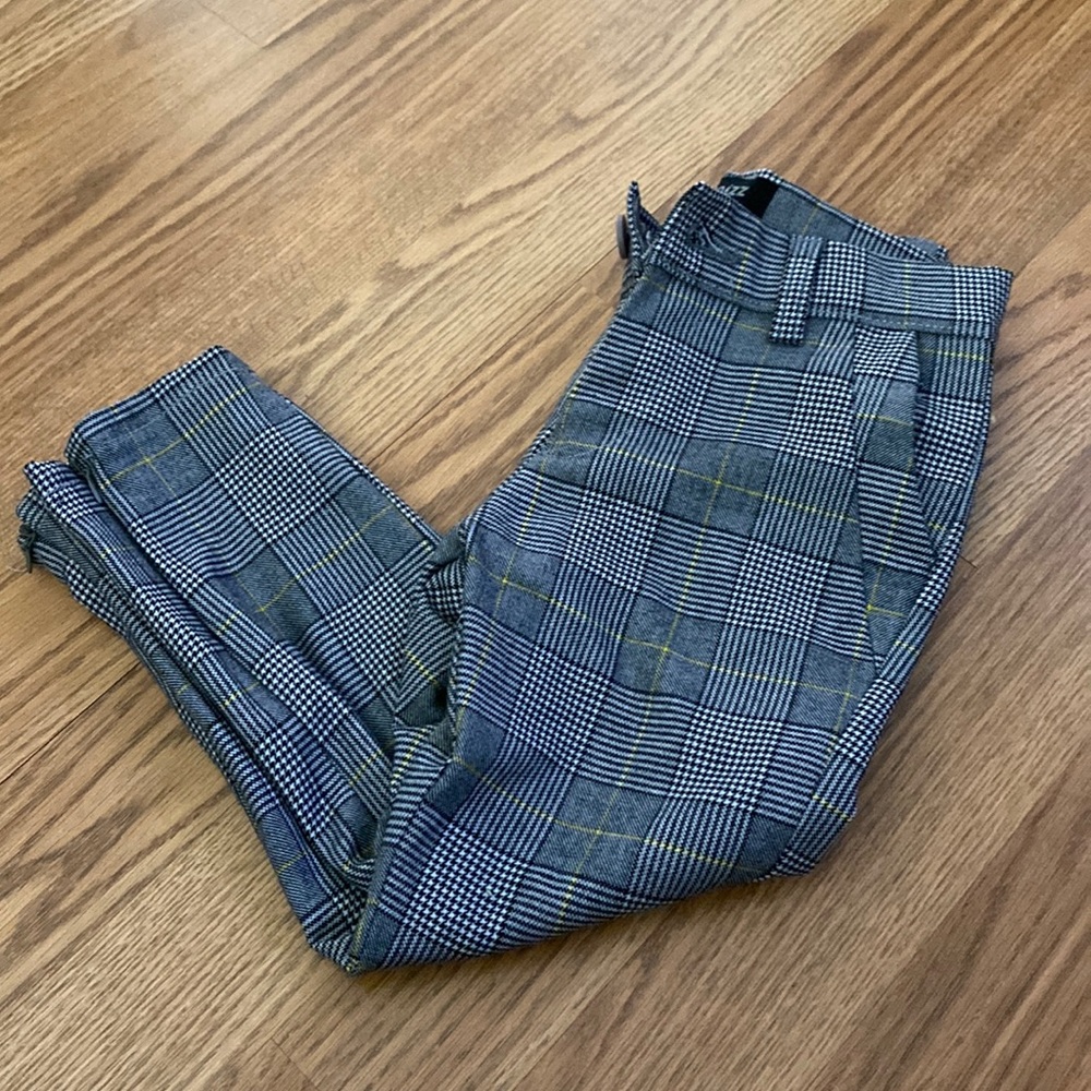 Gingham plaid tailored dress pants